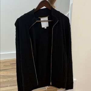 Elegant Black Zip-Up Sweater for Men